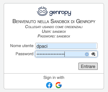 nuovo login