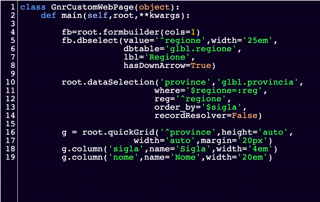 Genropy database integration